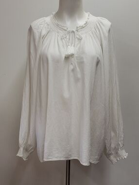 Old Navy White Long Ssleeve Peasant Blouse Women's XXL Romantic Renaissance